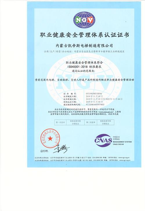 公司通过职业健康安全管理体系认证审核